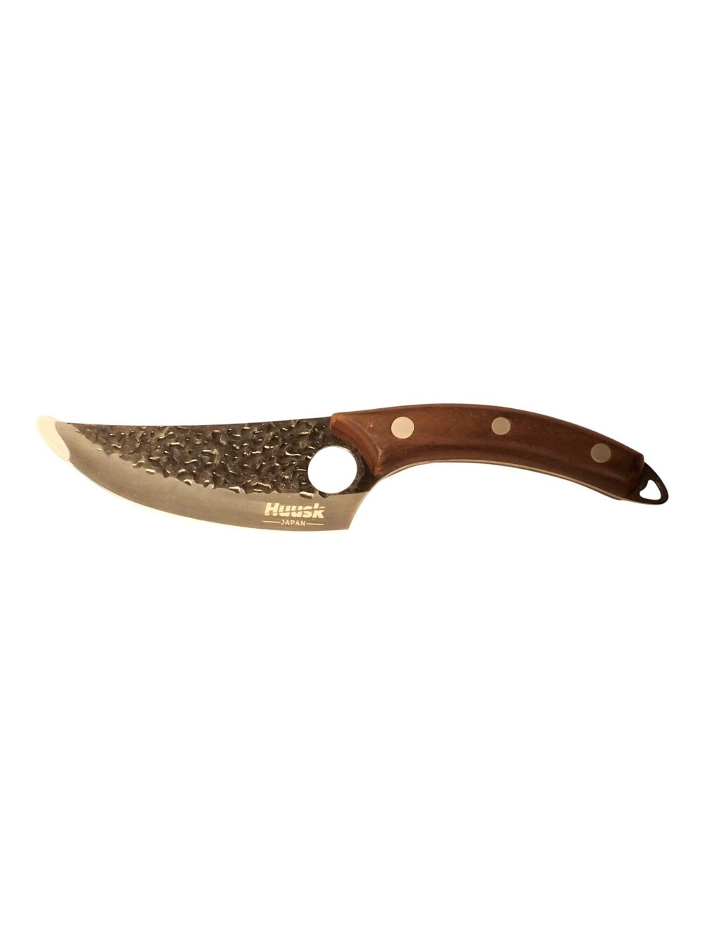 Huusk by Matsato Knife Curved Chef Utility Hammered Blade Full Tang Wood Handle